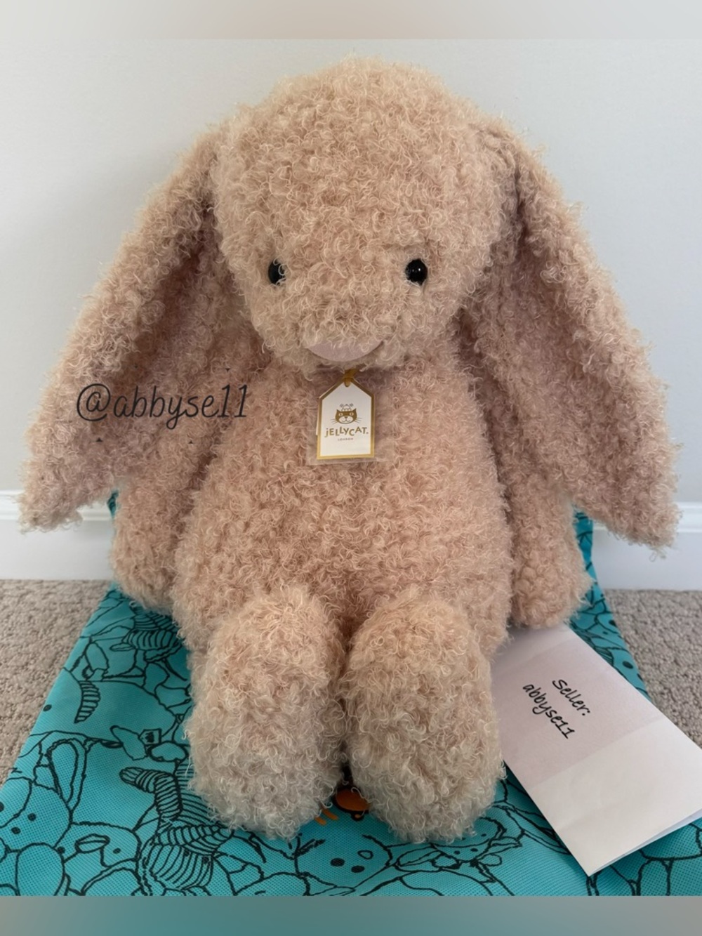 Jellycat Bashful Luxe Bunny Curly - Huge - Authentic - NWT - Fast Ship - RETIRED